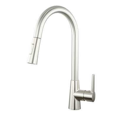 1 Hole Gooseneck dual flow spout kitchen metal low arc faucet