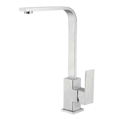 Xiamen Modern  SS304  Stainless Steel Square Base Shape Long Neck SS Kitchen Faucet