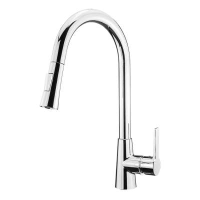 1 Hole Gooseneck deck mount chrome brass kitchen faucet