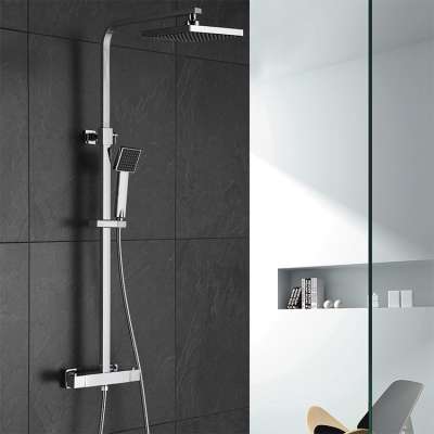 European italian style square bathroom bath exposed thermostatic chrome brass shower faucet mixer tap taps kits