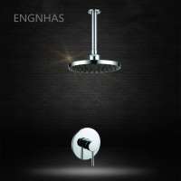 Contemporary concealed chrome in wall rain bath and shower faucet with shower head bathroom set mixer