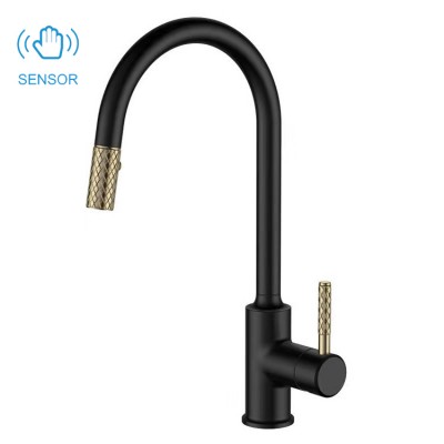 modern brass rubber pulldown kitchen faucet tap in matte black