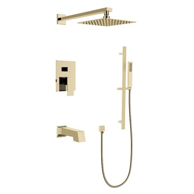 S1 cUPC Gold Wall Mounted Complete Brass Shower Set